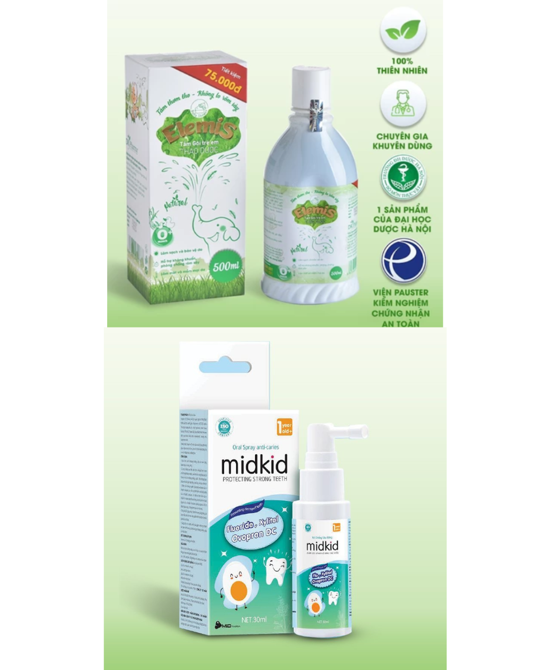 Combo Nước Tắm Thảo Dược Elemis 500ml và Xịt Chống Sâu Răng - Dk Pharma