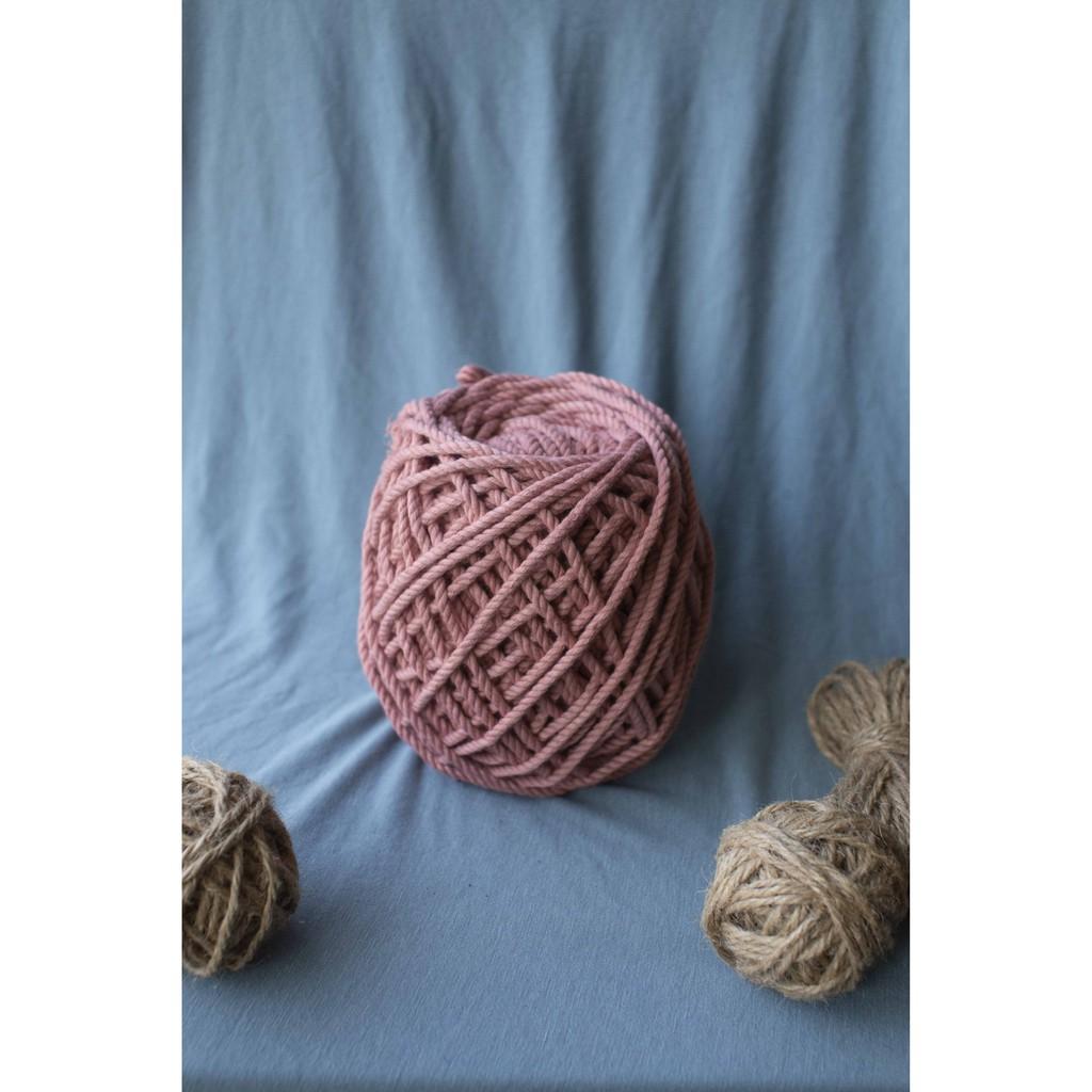Dây thừng cotton làm handmade, macrame, decor màu Hồng vỏ đậu