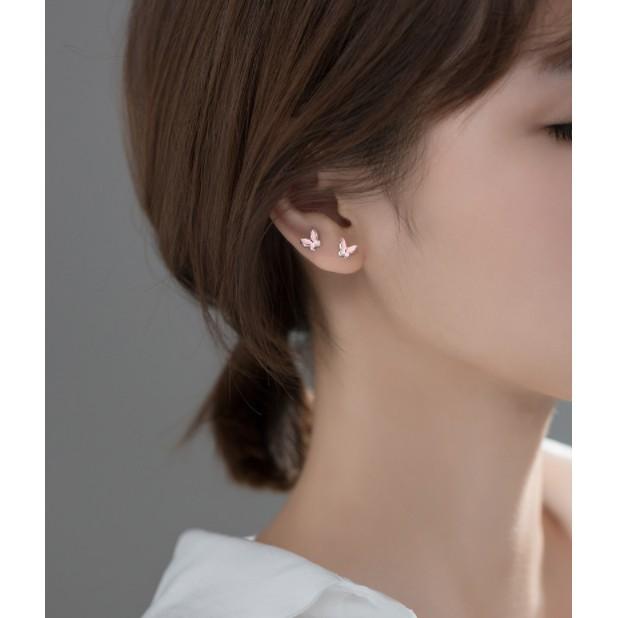 Khuyên tai bạc Ý s925 cánh bướm hồng dễ thương G2789 - AROCH Jewelry
