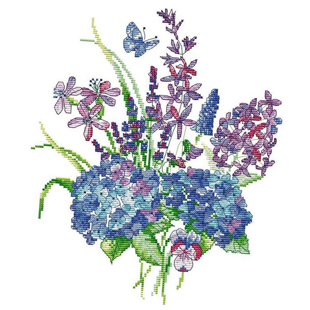 Flower Stamped & Counted Cross Stitch Embroidery Package for Beginners 11CT