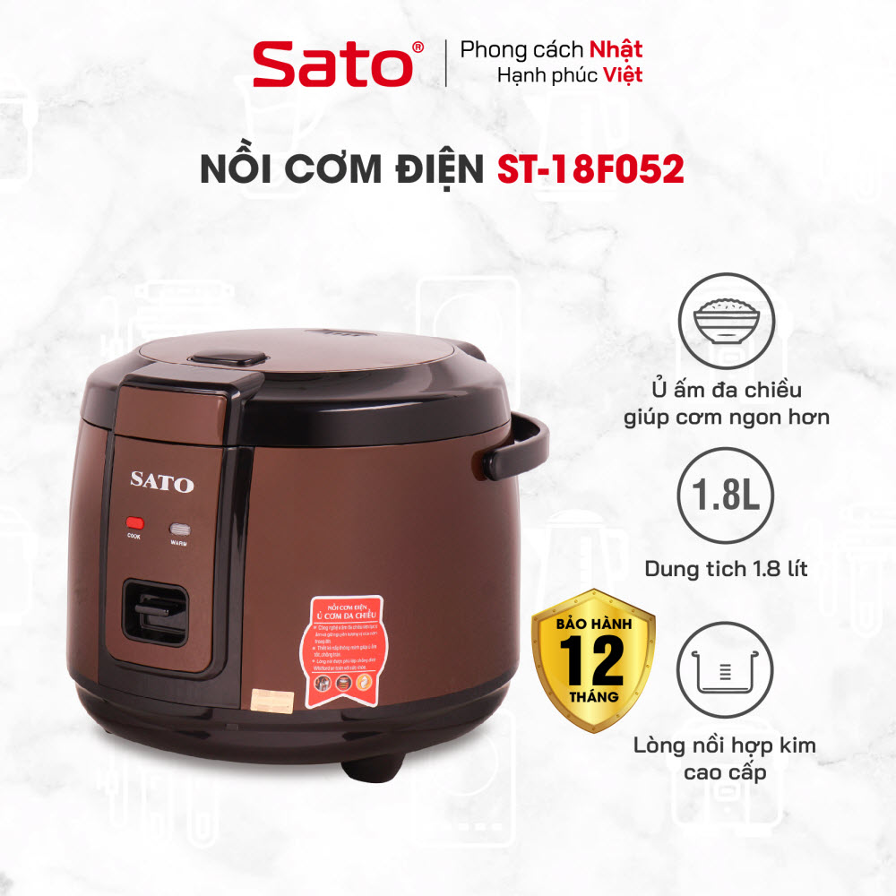 Nồi Cơm Điện SATO 18F052 1.8L - Hàng Chính Hãng