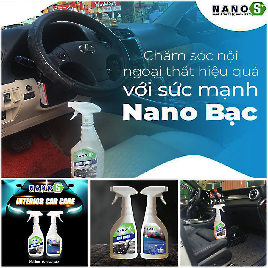 Nước vệ sinh nội thất xe ô tô Nano S* Car Care - Nano Bạc khử khuẩn 100% thiên nhiên, hương thơm nước hoa 500ml