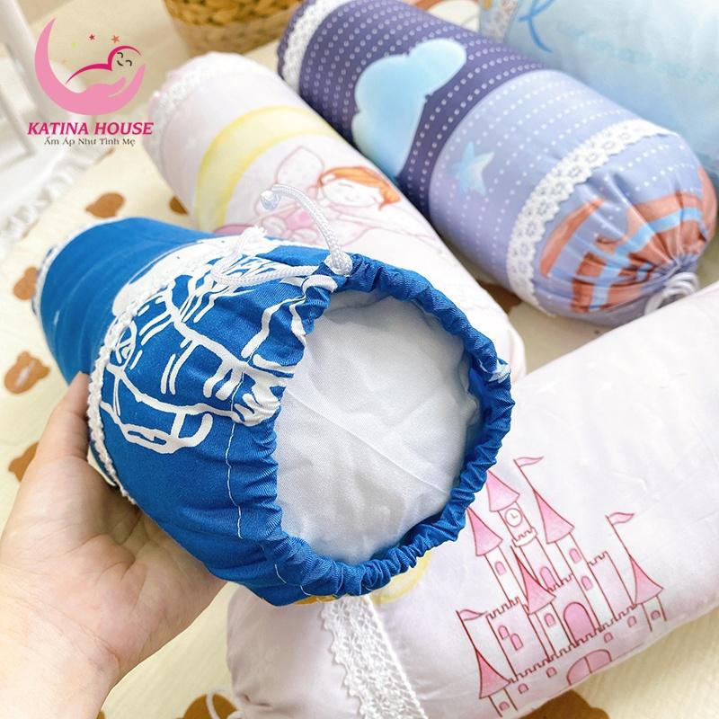 Gối ôm cho bé nhỏ dưới 1 tuổi, gòn lông vũ êm ái, vải Tencel mềm mát, an toàn cho bé, gối dài 40cm