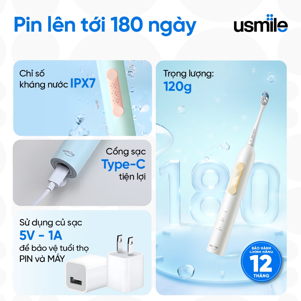 Bàn Chải Điện Sóng Siêu Âm Usmile P4 Bản Quốc Tế - Hàng Chính Hãng