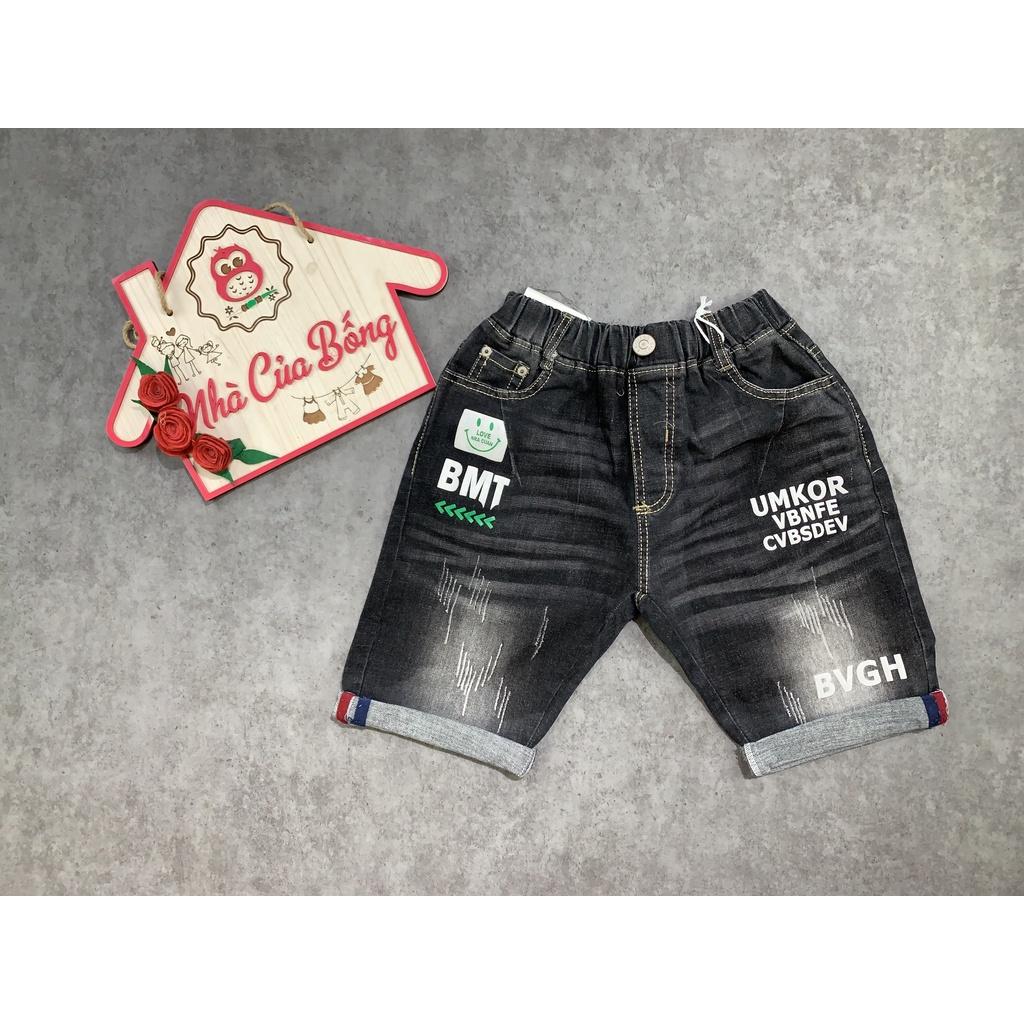 Quần jeans lửng bé trai phối chữ BMT size 30 - 47 kg
