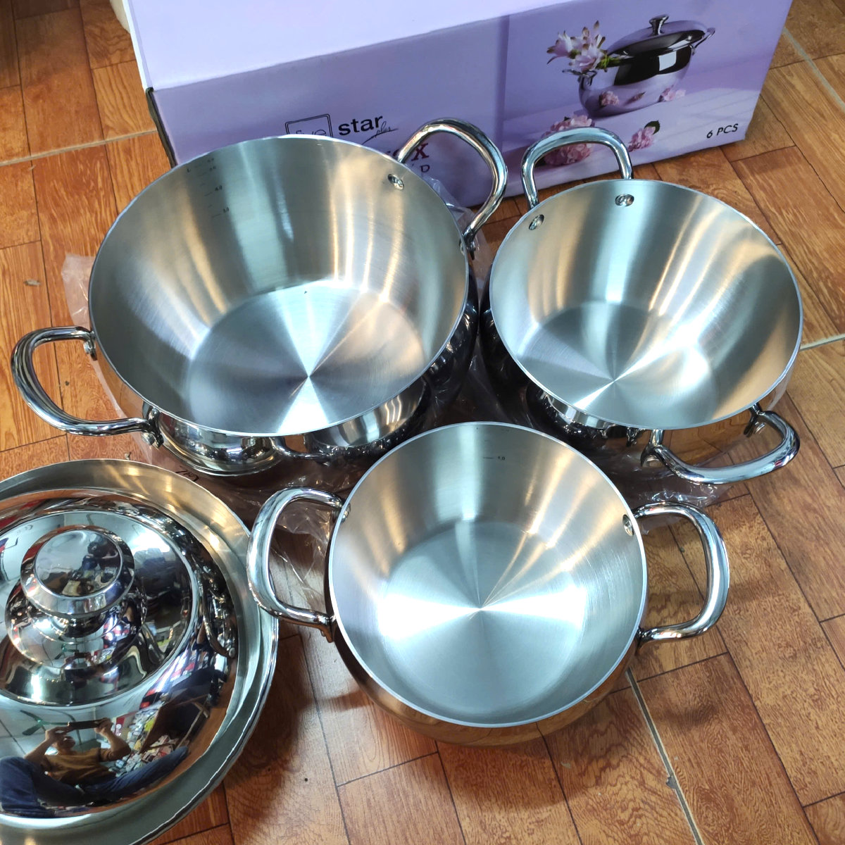 Bộ 3 nồi Inox 304 đúc liền 3 lớp hình táo Fivestar Plus FPB3006 size 18/20/24cm - Hàng chính hãng