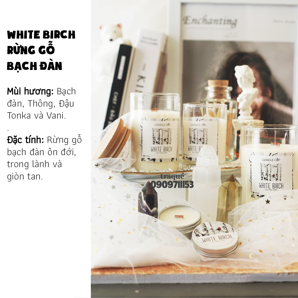 Nến thơm tinh dầu cao cấp không khói an toàn Candle Cup - WHITE BIRCH - M - 200G