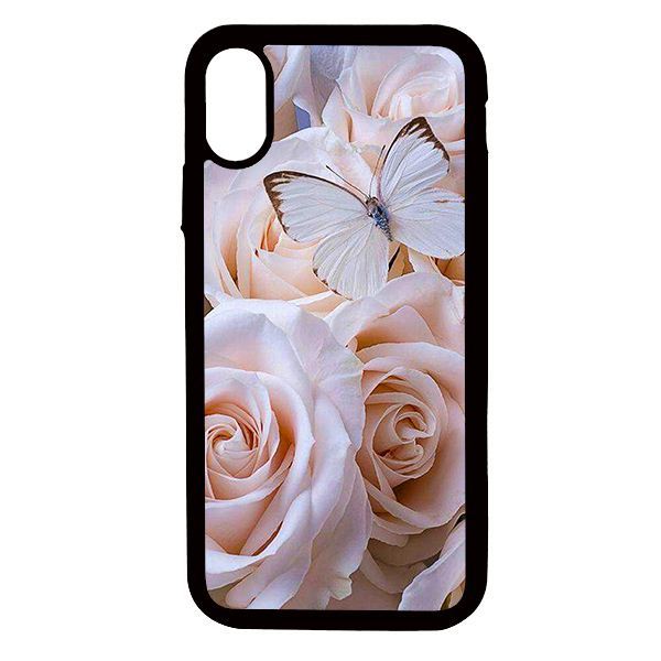 Ốp lưng cho điện thoại Iphone X Bướm trắng và hoa - Hàng chính hãng
