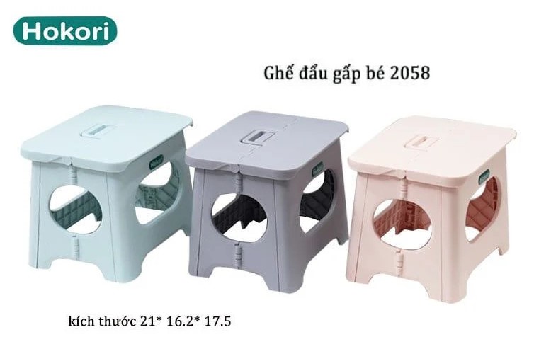 Ghế Gấp Gọn Hokori Nhựa Việt Nhật Mẫu Mới 2058, Ghế Xếp Lùn, Ghế Đẩu Gập Gọn Tiết Kiệm Không Gian Size Bé - HÀNG VIỆT NAM