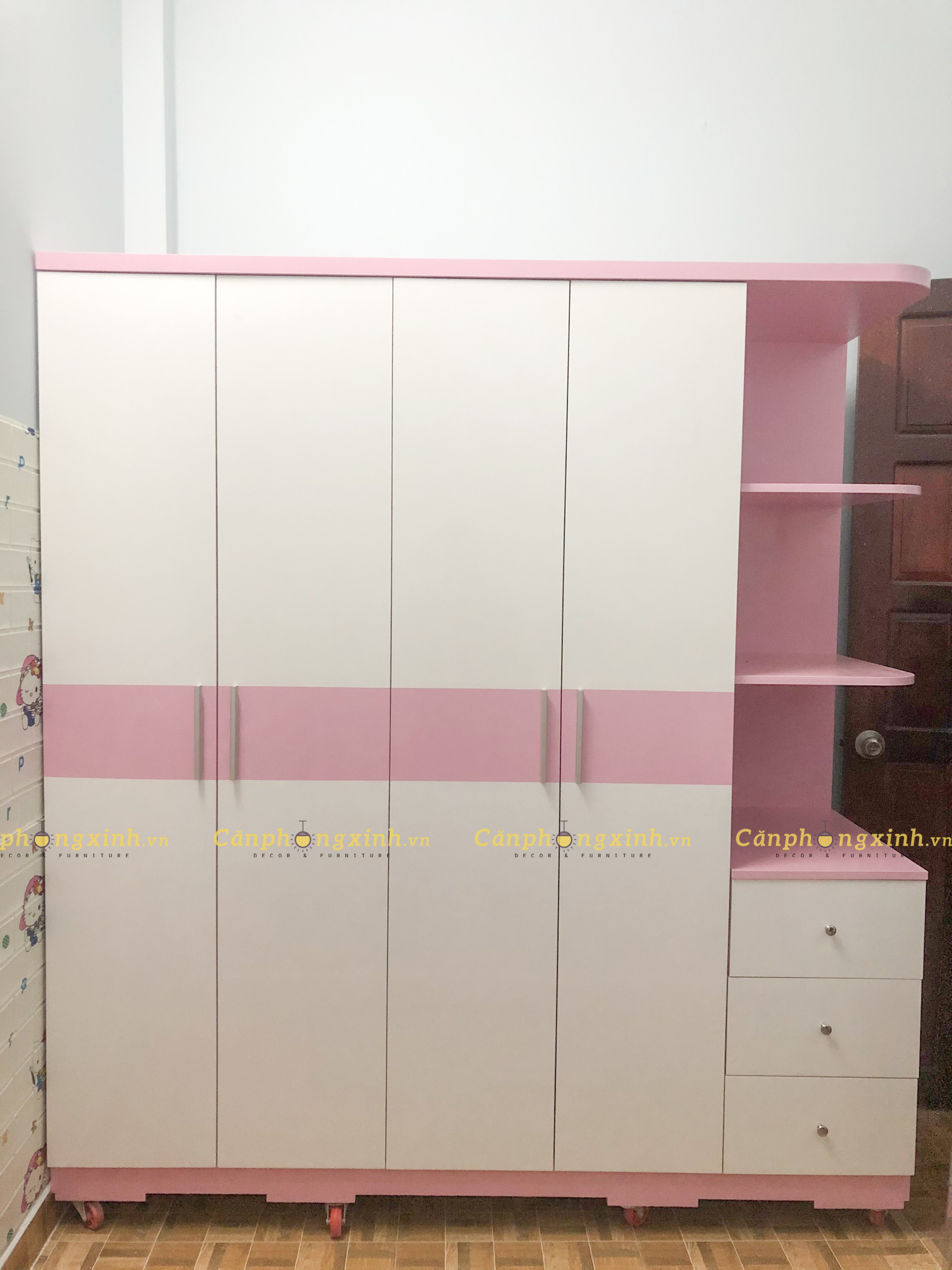 Tủ áo sơn 2K Hồng Trắng MDF CPX-T07
