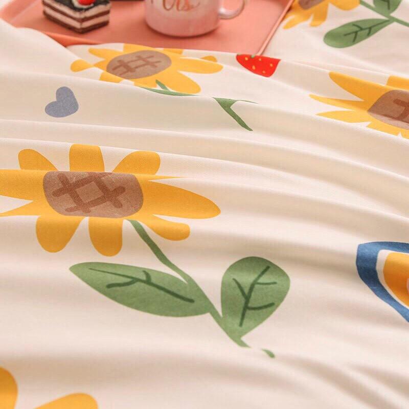 Bộ chăn ga gối Cotton poly M2T bedding Hoa cầu vồng, vỏ chăn mền, drap giường và 2 vỏ gối