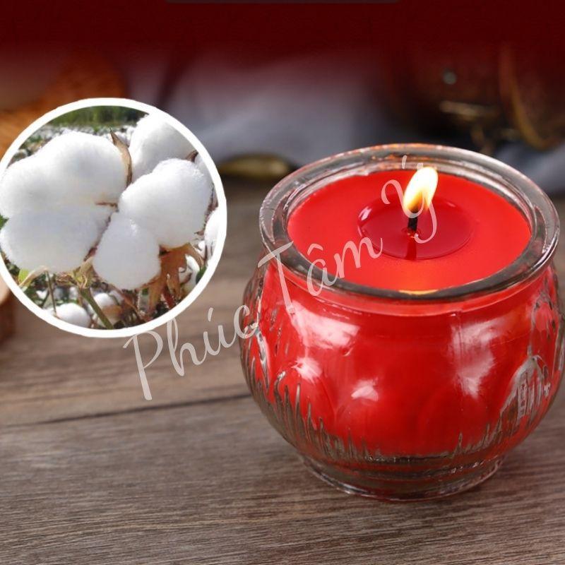 NẾN BƠ hoa sen không mùi không khói ĐỒ THỜ CÚNG An toàn cho sức khỏe, hủ thủy tinh, cháy 24 tiếng (PHÚC TÂM Ý)