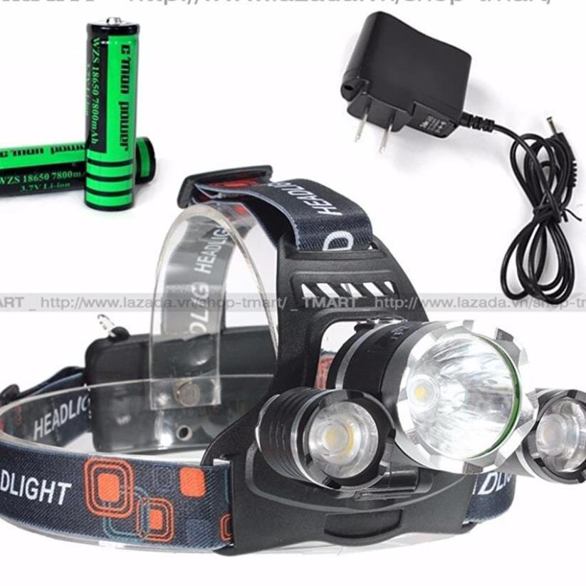 Đèn pin Led siêu sáng đội đầu 3 bóng nhiều chế độ