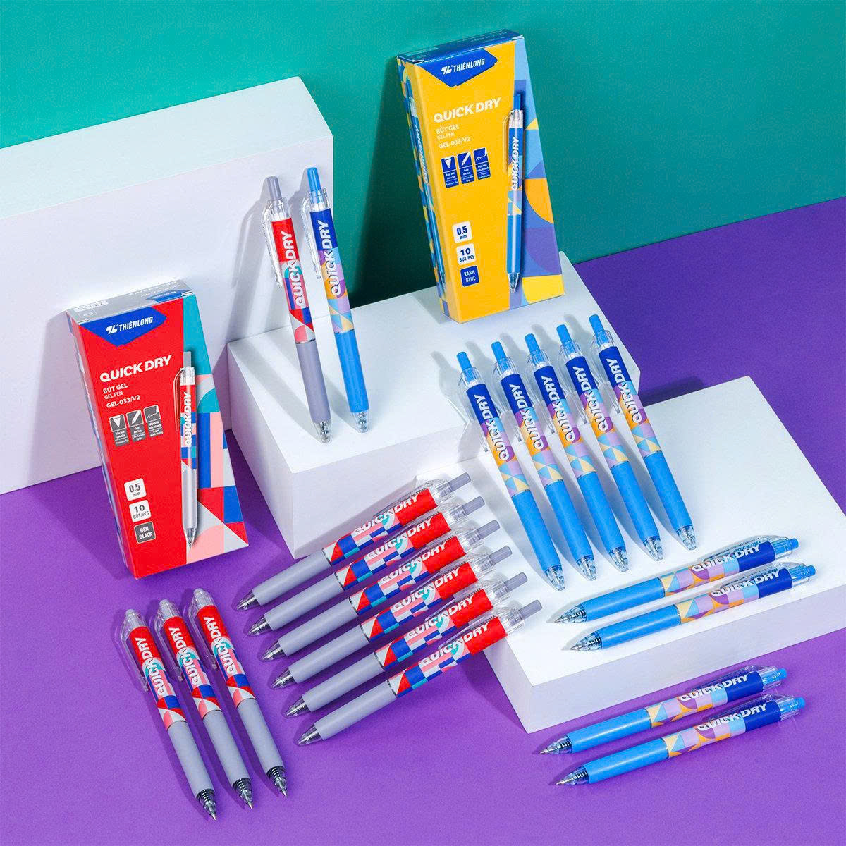 Bút gel Quick Dry Thiên Long Gel-033/V2 - Mực Xanh - Mực Khô Siêu Nhanh