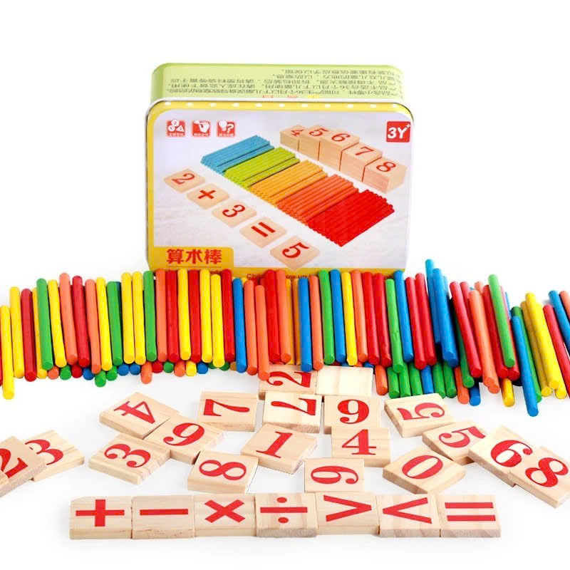Đồ Chơi Gỗ Bộ 100 Que Tính Học Toán Cho Bé Kèm 2 Bộ Số Và Bộ Dấu
