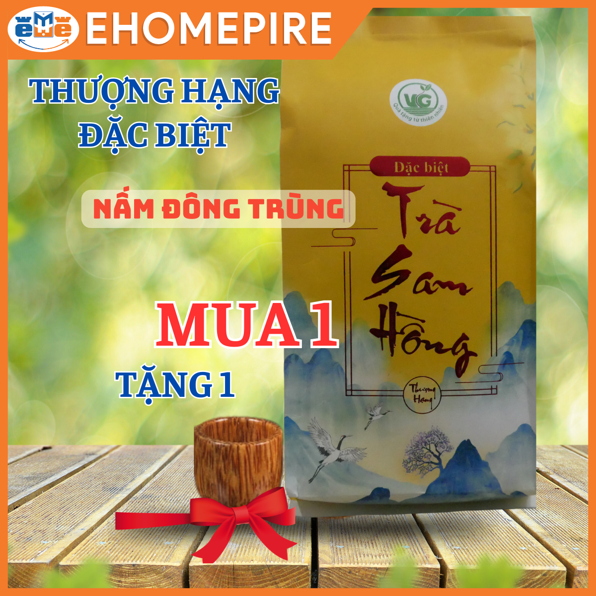 Trà Sam Hồng thượng hạng Đặc biệt (có nấm đông trùng)  VG túi 500gram mát gan, giải độc