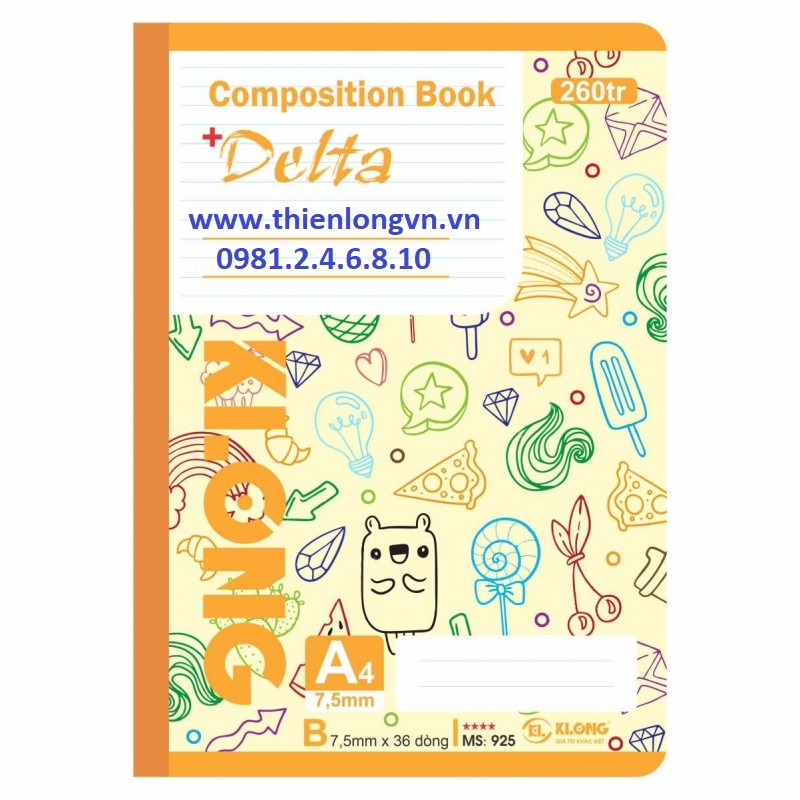 Sổ may dán gáy A4 - 260 trang; Klong 925