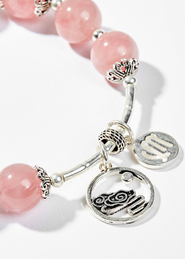Vòng Tay Phong Thủy Đá Thạch Anh Hồng Phối Charm Đèn Lồng Bạc Mệnh Hỏa, Thổ Ngọc Quý Gemstones
