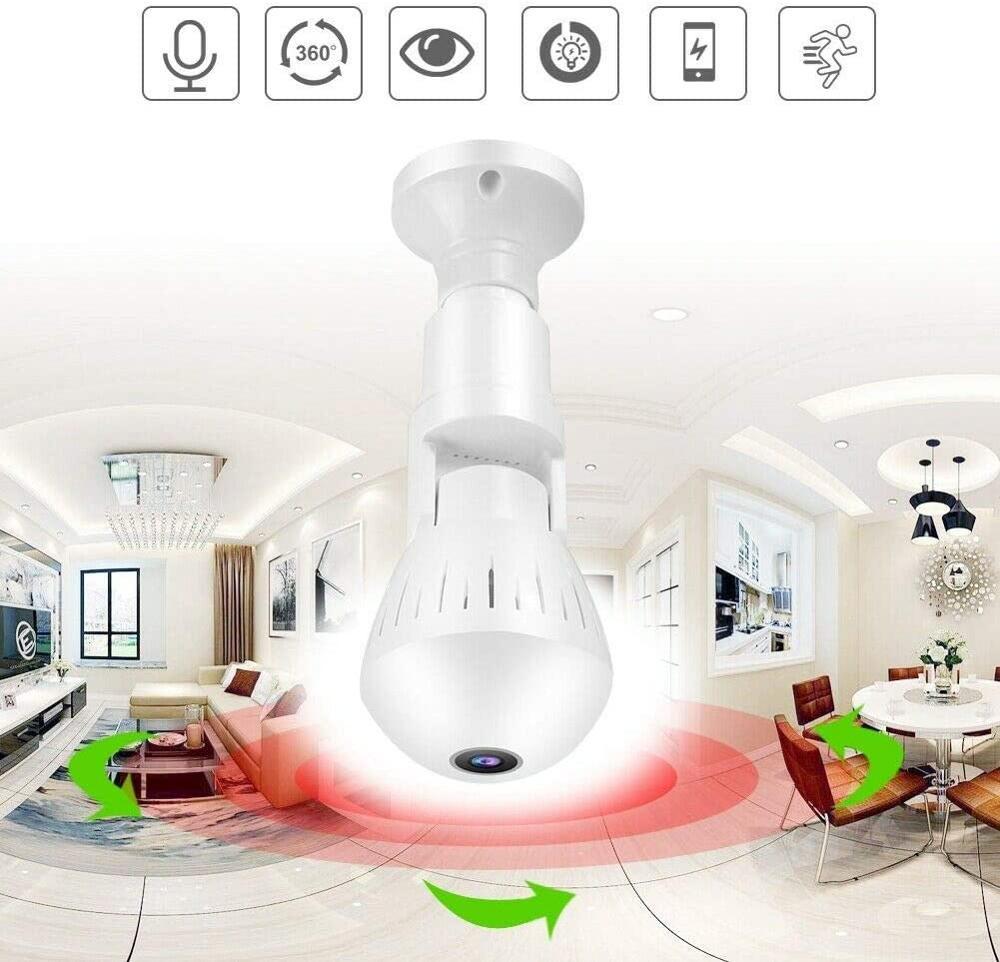 WiFi Panorama Camera Bảo mật Đèn bảo mật Panoramic Bóng đèn CCTV Video Máy ảnh không dây Giám sát IP Fisheye HD Vision Camera Màu sắc: Máy ảnh toàn cảnh