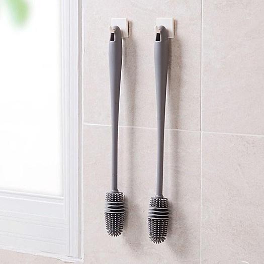 Cọ Vệ Sinh Rửa Ly, Cốc Bình Sữa Cho Bé Cán Dài Bằng Silicon Tiện Lợi Siêu Bền