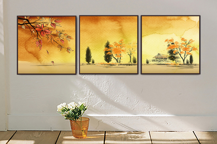 Bộ 3 Tấm Tranh Phong Cảnh Lá Vàng Mùa Thu  Q28-035-50V