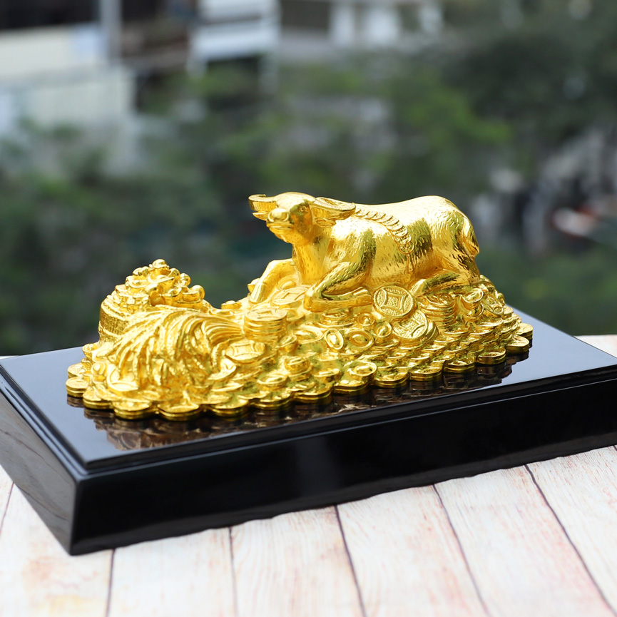 Tượng Trâu Thịnh Vượng mạ vàng - Quý linh tuổi Sửu cao cấp