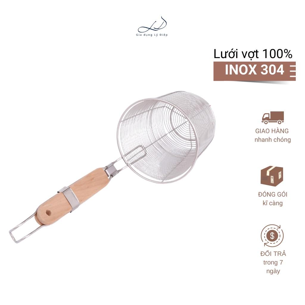 Vợt hủ tiếu inox dày cán gỗ cao cấp độ dài 22cm