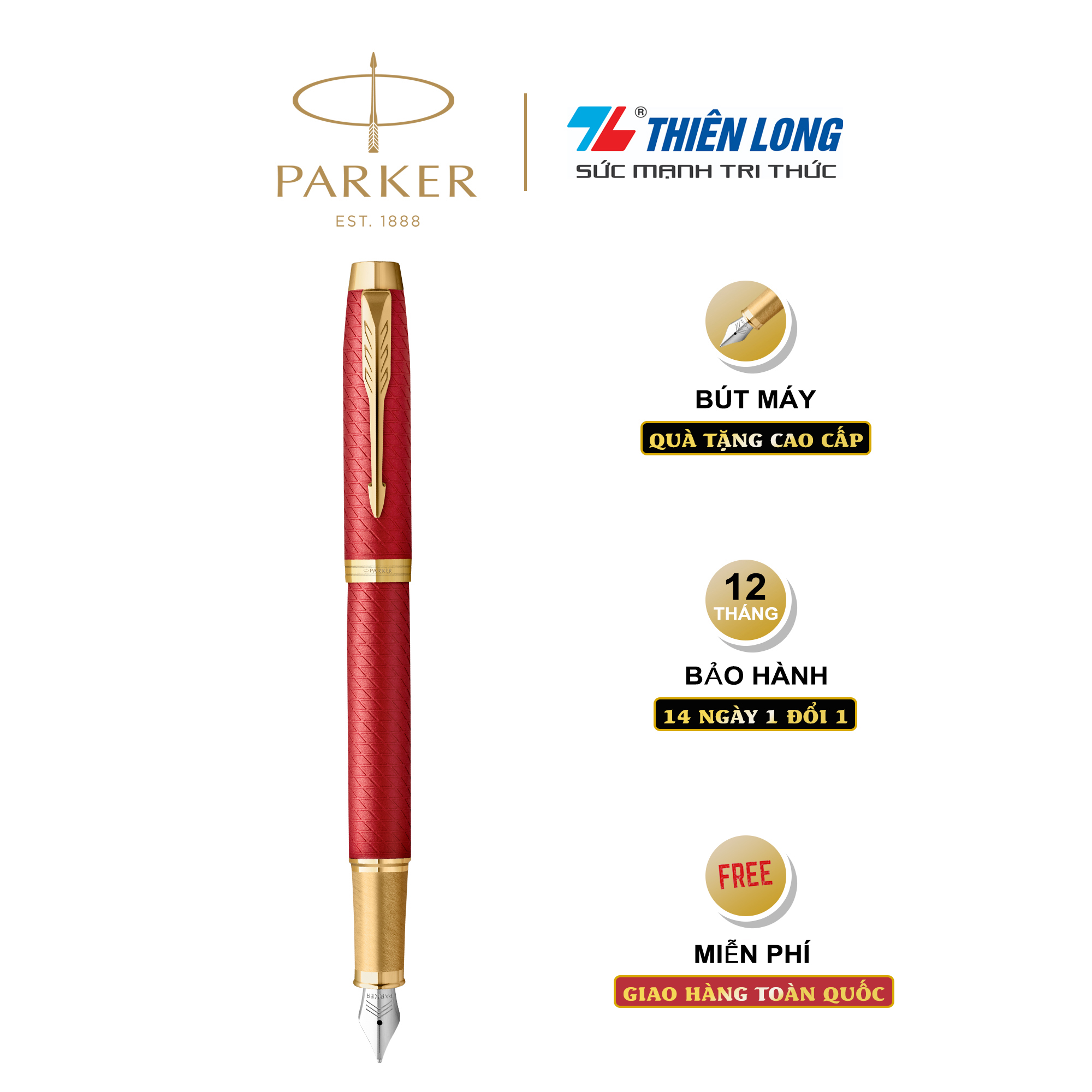 Bút máy cao cấp Parker IM PRM Red GT TB-2143468 - Thép không gỉ