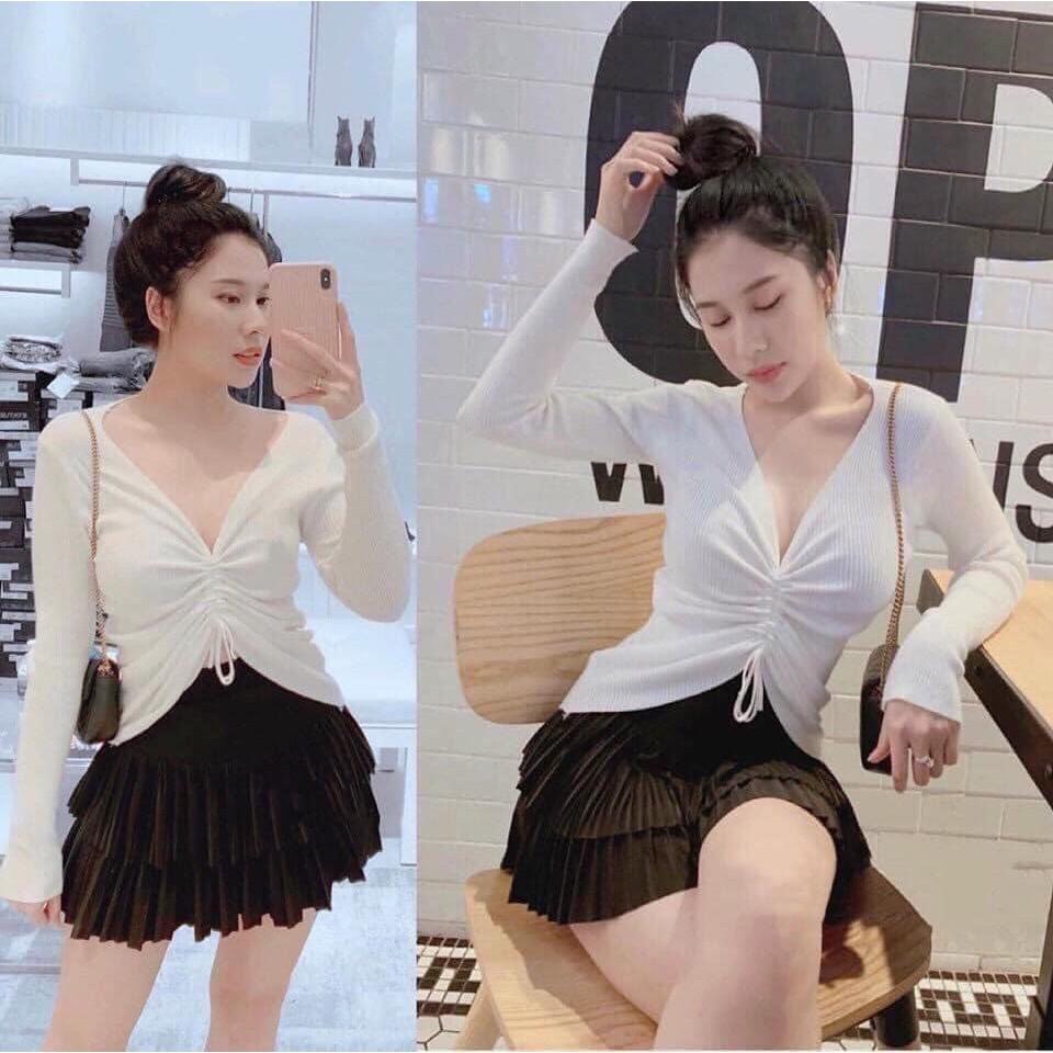 Chân váy đen ly nhỏ 2 tầng mã 995