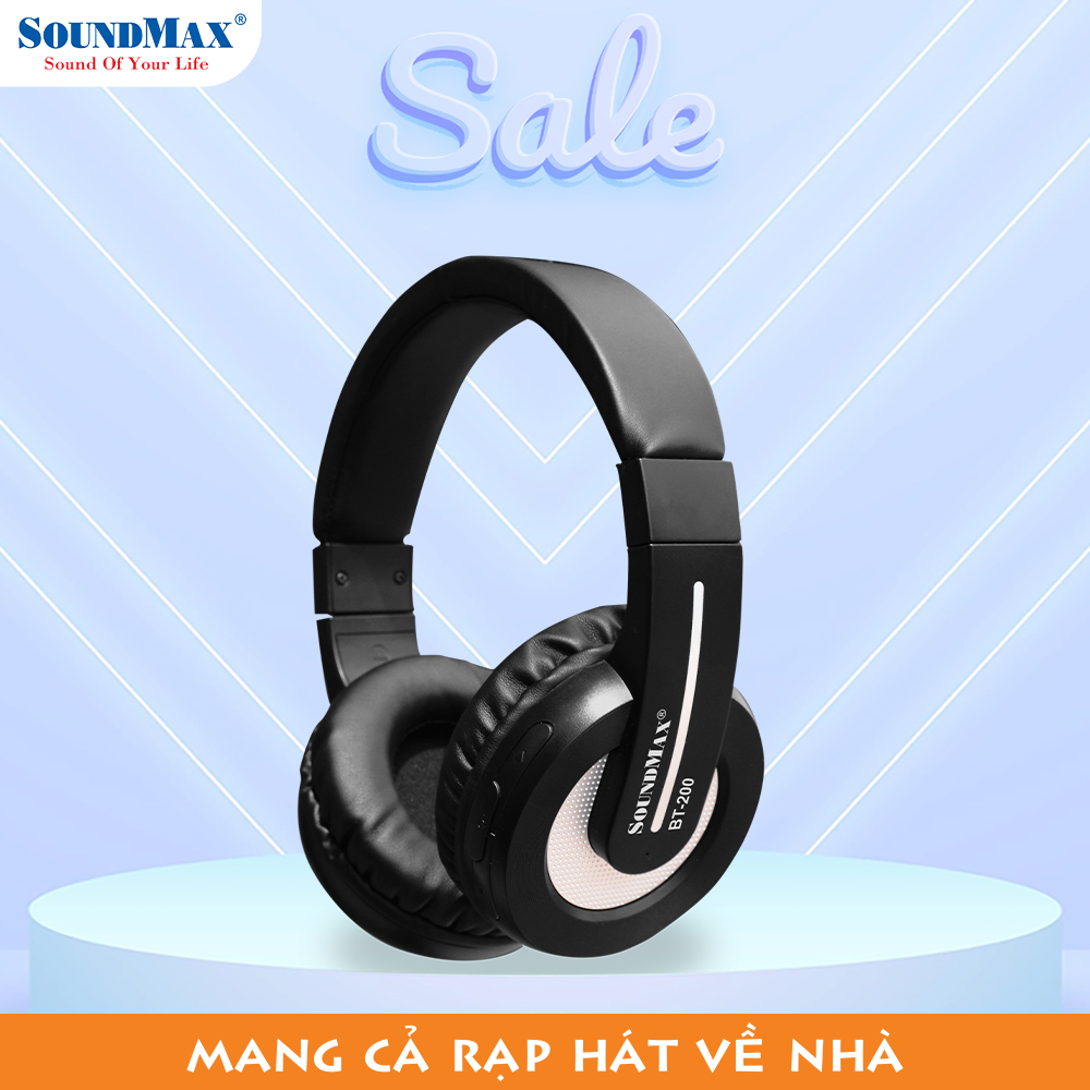 Tai Nghe Bluetooth Chụp Tai Có Micro Tích Hợp SoundMax BT-200 | Bluetooth Headphone SoundMax BT200 | Pin Dung Lượng Cao, Gọn Nhẹ Dễ Dàng Mang Theo, Âm Thanh Ấn Tượng, Thời Gian Nghe Nhạc Lên Đến 8 Tiếng - Hàng Chính Hãng