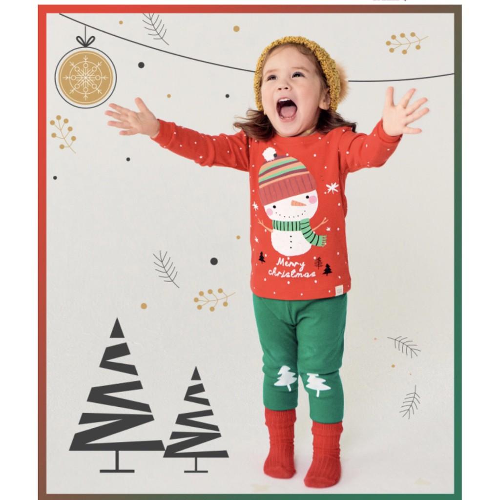 BỘ NOEL NGƯỜI TUYẾT ĐỎ NỘI ĐỊA HÀN, CHẤT THUN COTTON ORGANIC