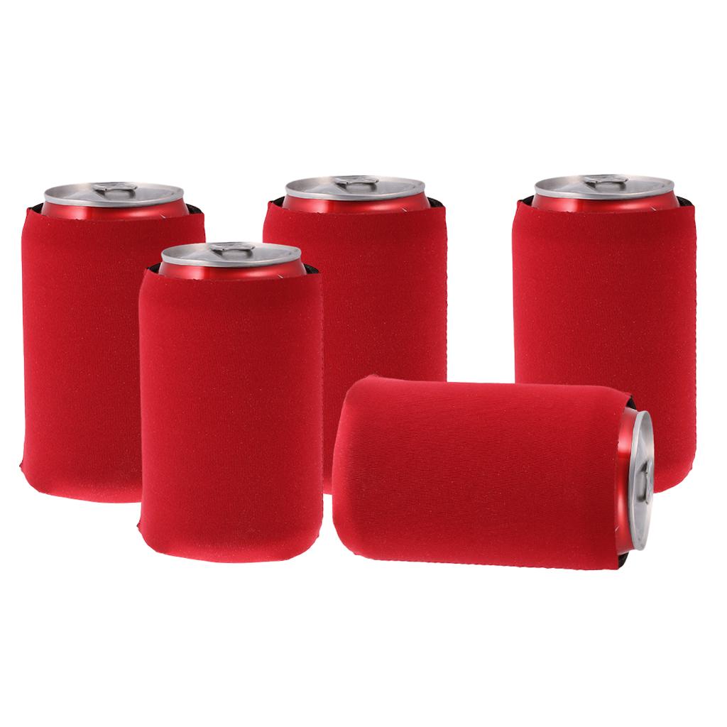 5x Neoprene Cooling Beer Drinks Bottle Tin Can Cooler Sleeve Holder Red