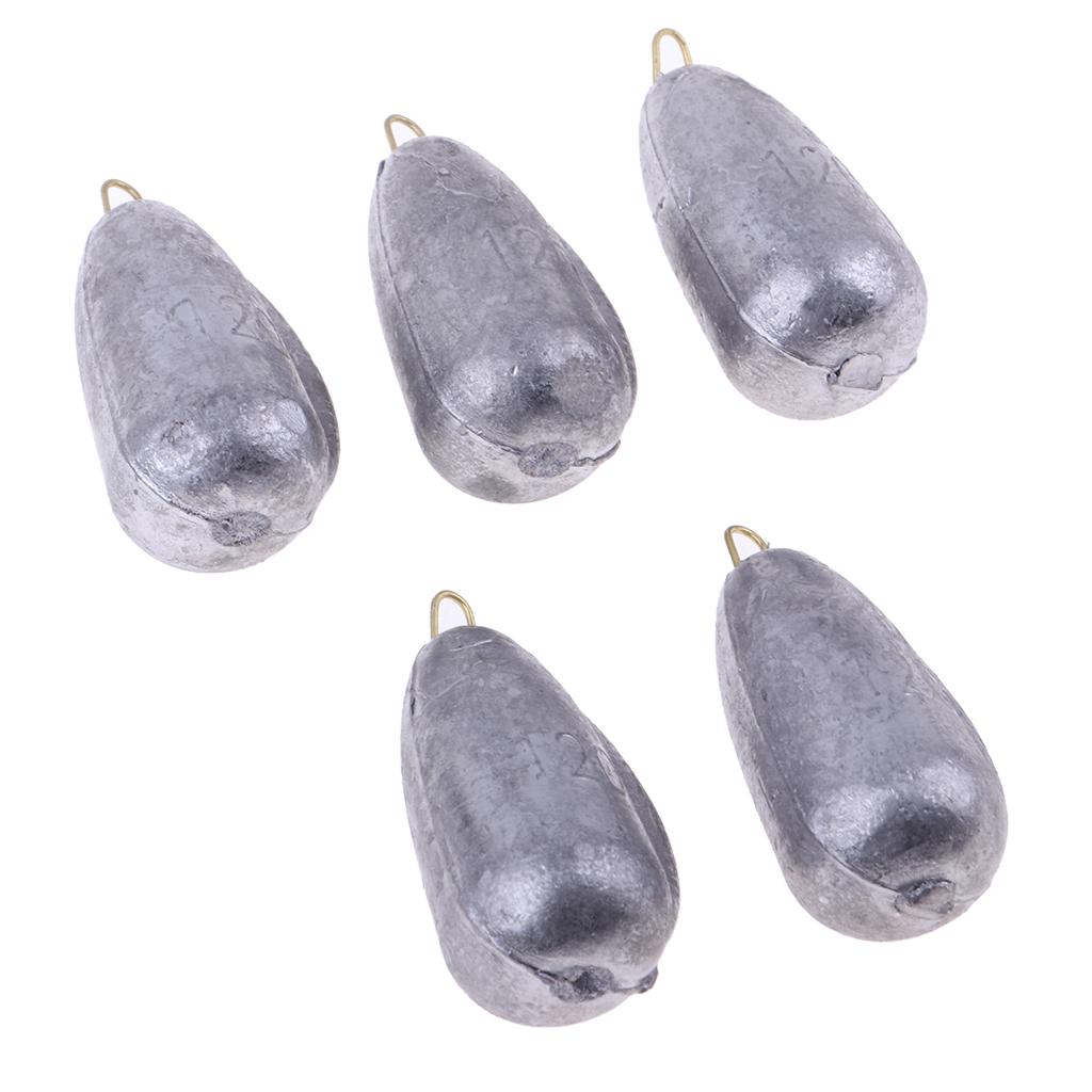 Pack of 5 Fishing Lead Weights Sinkers with Hook Carp Fishing Tackle