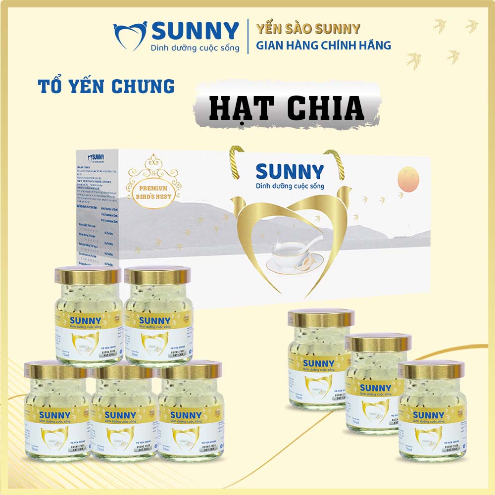 [Hộp 8] Yến hạt chia - Yến Sào Khánh Hòa chưng sẳn - 25% Yến thô - 70ml/hũ - Yến sào SUNNY