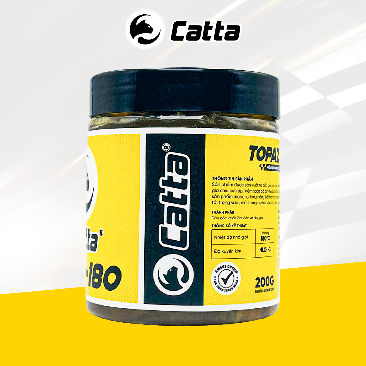 Mỡ Bò Chịu Nhiệt 180 độ CATTA TOPAZ MP3 180 Hộp 200G-500G (mỡ màu vàng)