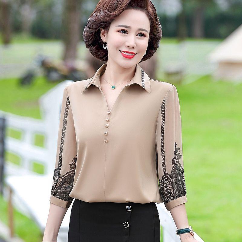 ÁO SƠ MI IN HỌA TIẾT REN TRUNG NIÊN SANG TRONG_ÁO KIỂU CHO NỮ TRUNG NIÊN