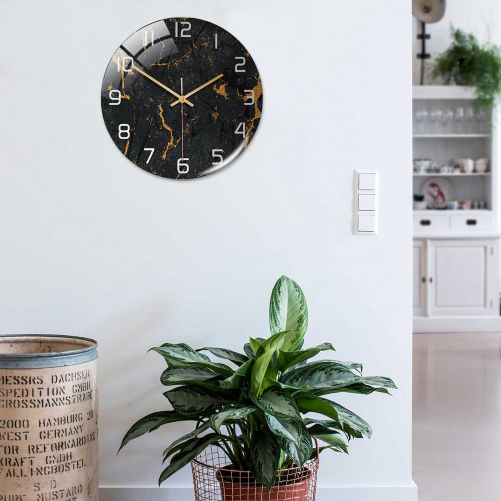 Modern Marble Texture Wall Clock Non Ticking Silent 12 Inch Art Clock for Living Room Bedroom Office School Home Decor