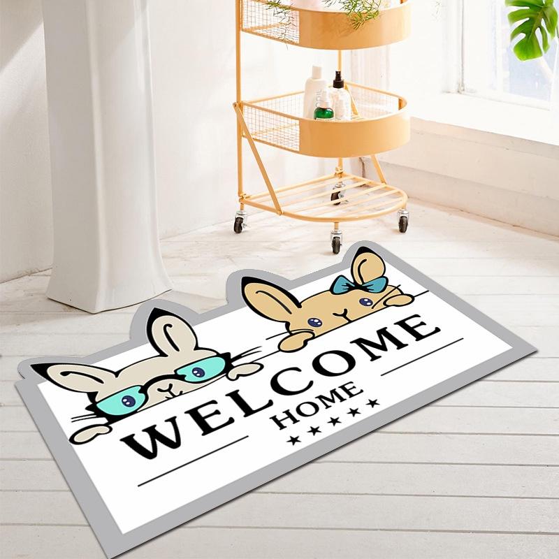 Thảm lau chân silicon hình gấu cute siêu thấm nước, chống trơn trượt size 40x60 cm