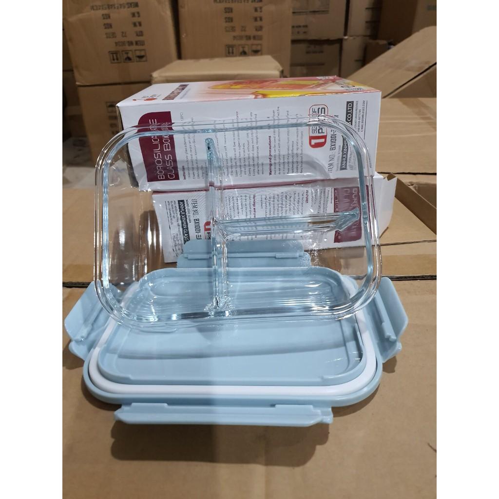 Hộp thủy tinh cao cấp Glass Food Container 3 ngăn 1000ml - Hộp cơm thủy tinh 3 ngăn