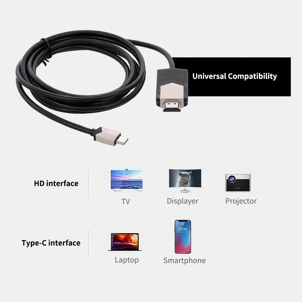 Cáp chuyển đổi Type-C sang HD 4K UHD AV Converter thay thế cho máy chiếu TV Macbook