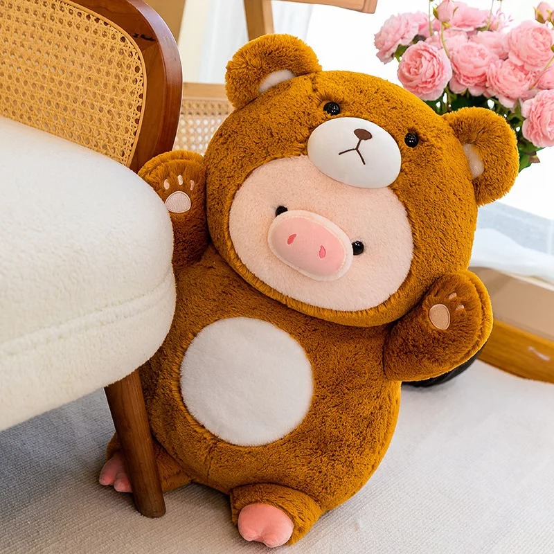 Thú nhồi bông heo cosplay gấu nâu đáng yêu - Size từ 40cm đến 90cm - Quà tặng gâu bông heo gấu nâu mềm mịn