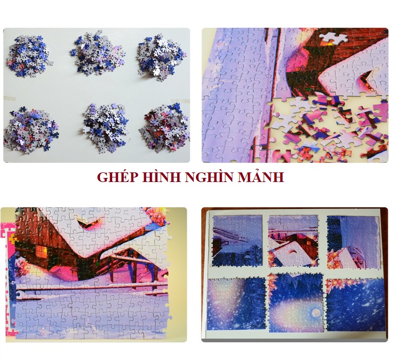 Tranh ghép hình 1000 mảnh bằng giấy Jigsaw Puzzle hình BÁO ĐỐM TRONG NHÀ ,kích thước 75cm*50cm, mã số STN-TG031