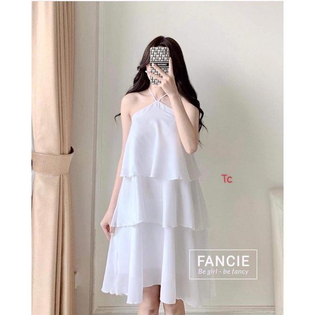 Váy cổ yếm 3 tầng