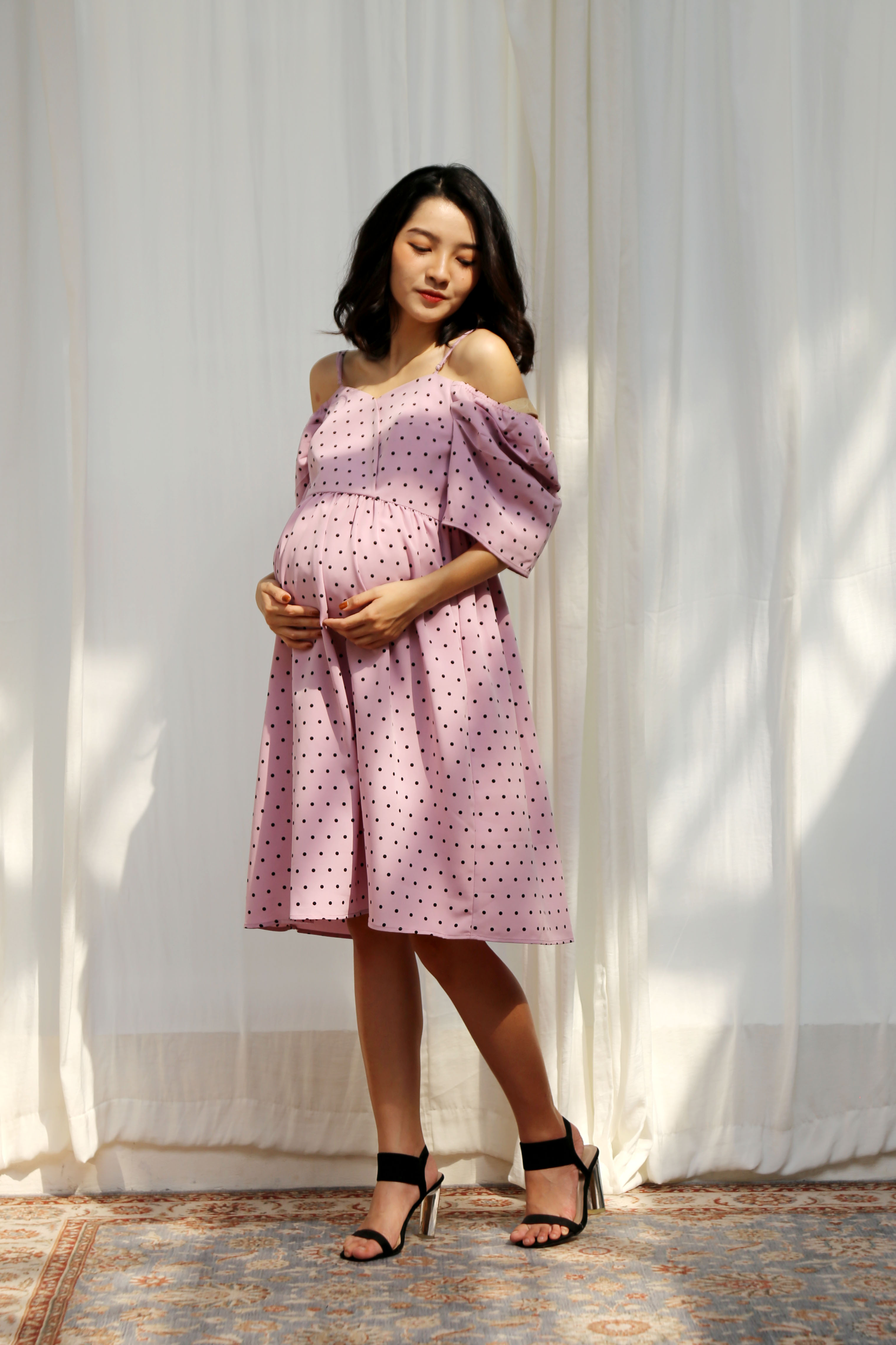 Đầm bầu thiết kế Dreamama, đầm baby doll, đầm bầu xinh, đầm rớt vai, đầm big size.