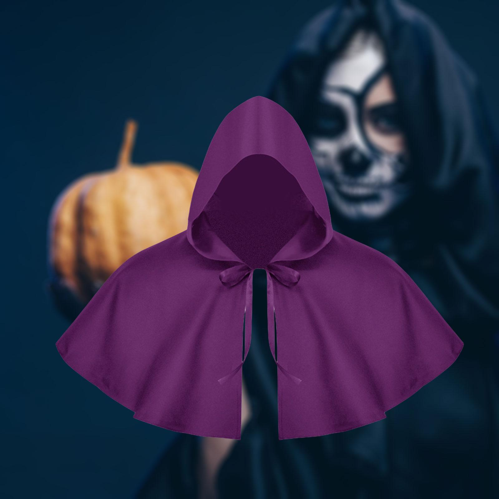Halloween Cloak Hooded Poncho Lacing up Gothic Medieval Hooded Cloak Witch Cape for Fancy Dress Carnivals Cosplay Roles Play