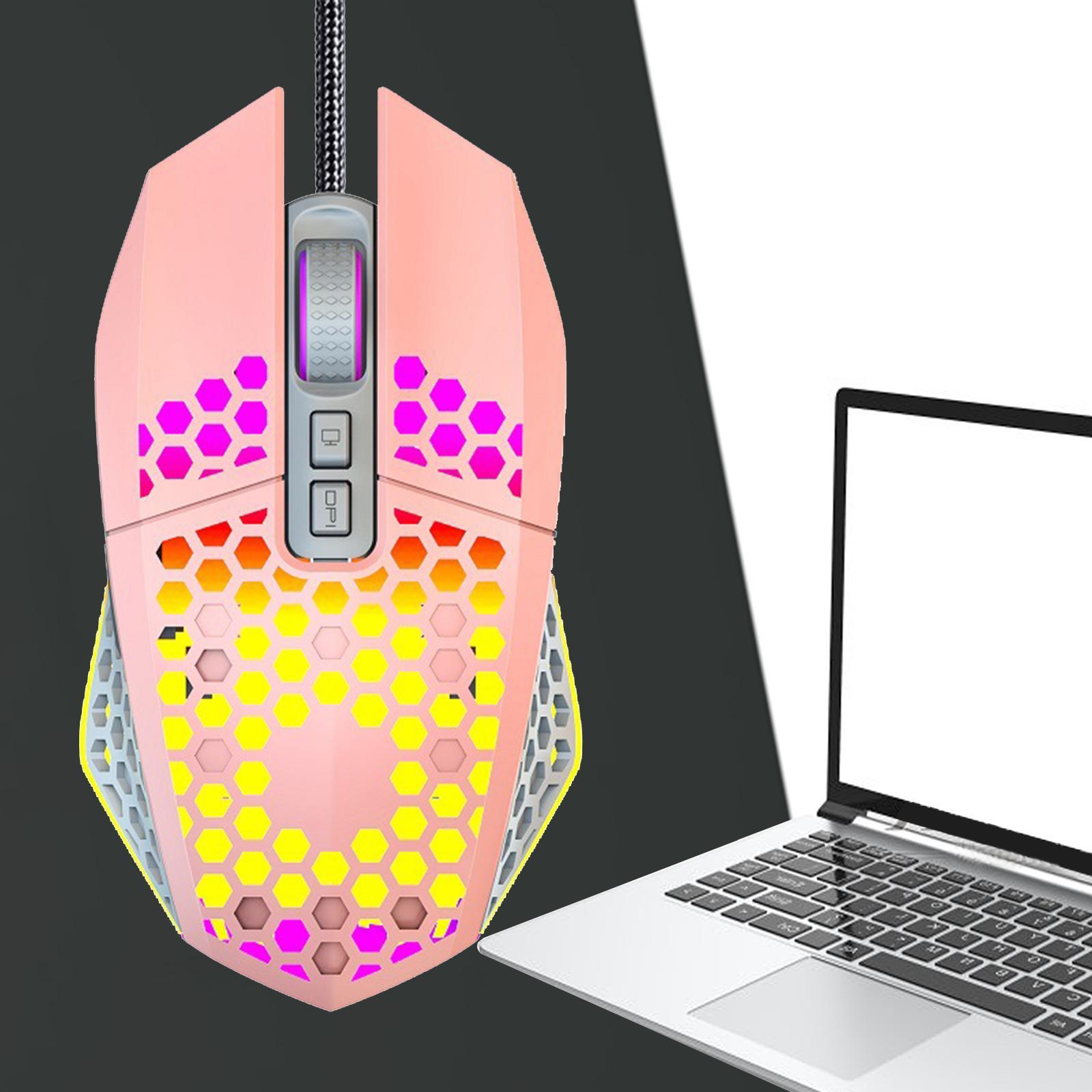 Wired Mouse Honeycomb Designed for Computer PC Notebook 7 Buttons Blue