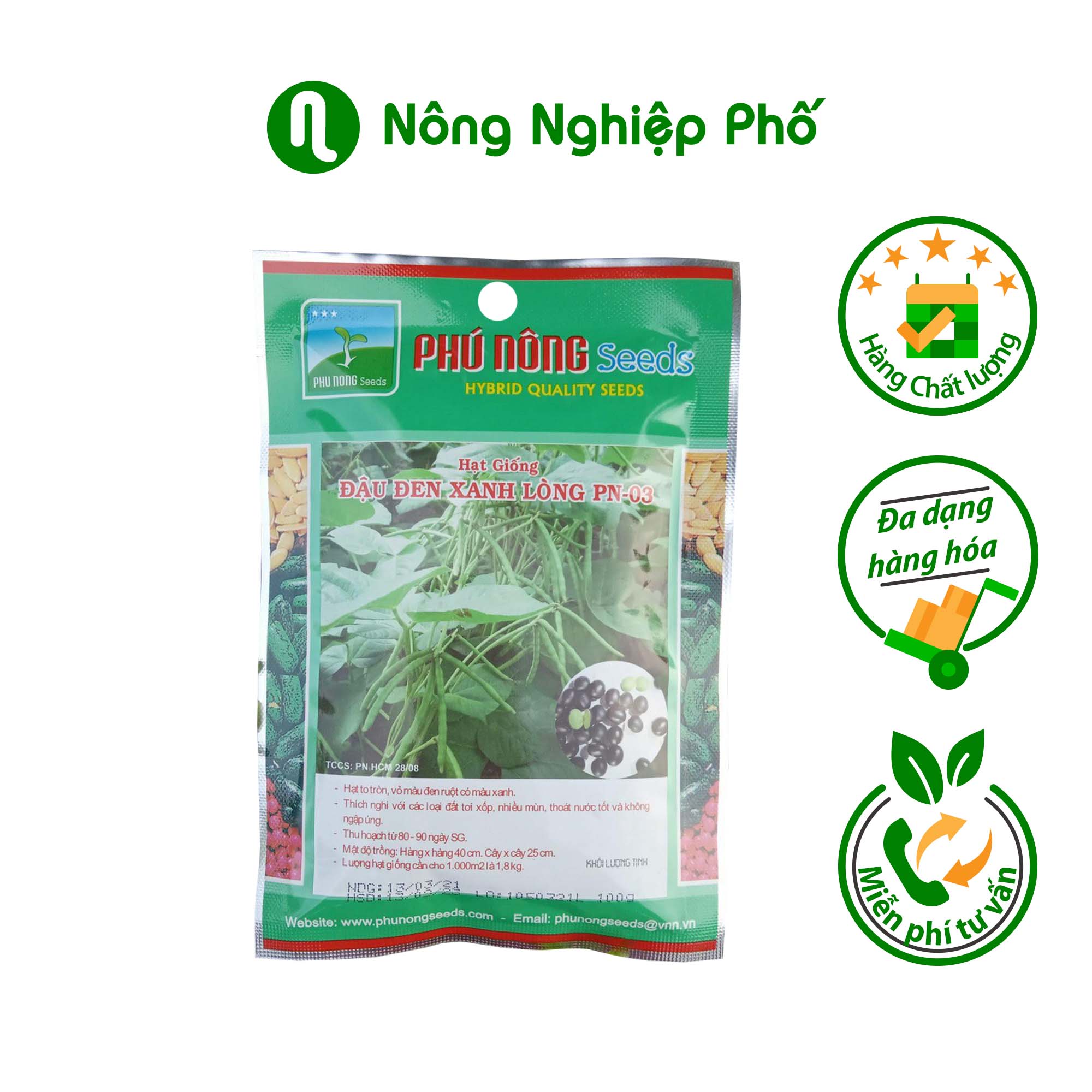 Hạt giống đậu đen xanh lòng Phú Nồng - Gói 100gr