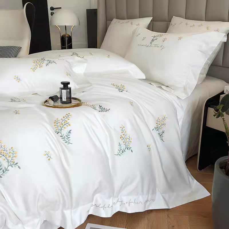 Drap Giường Lụa 80s Bộ Chăn Ga Gối Đệm 5 Món Chăn Chần Bông Lụa Nhà Hin Home Bedding