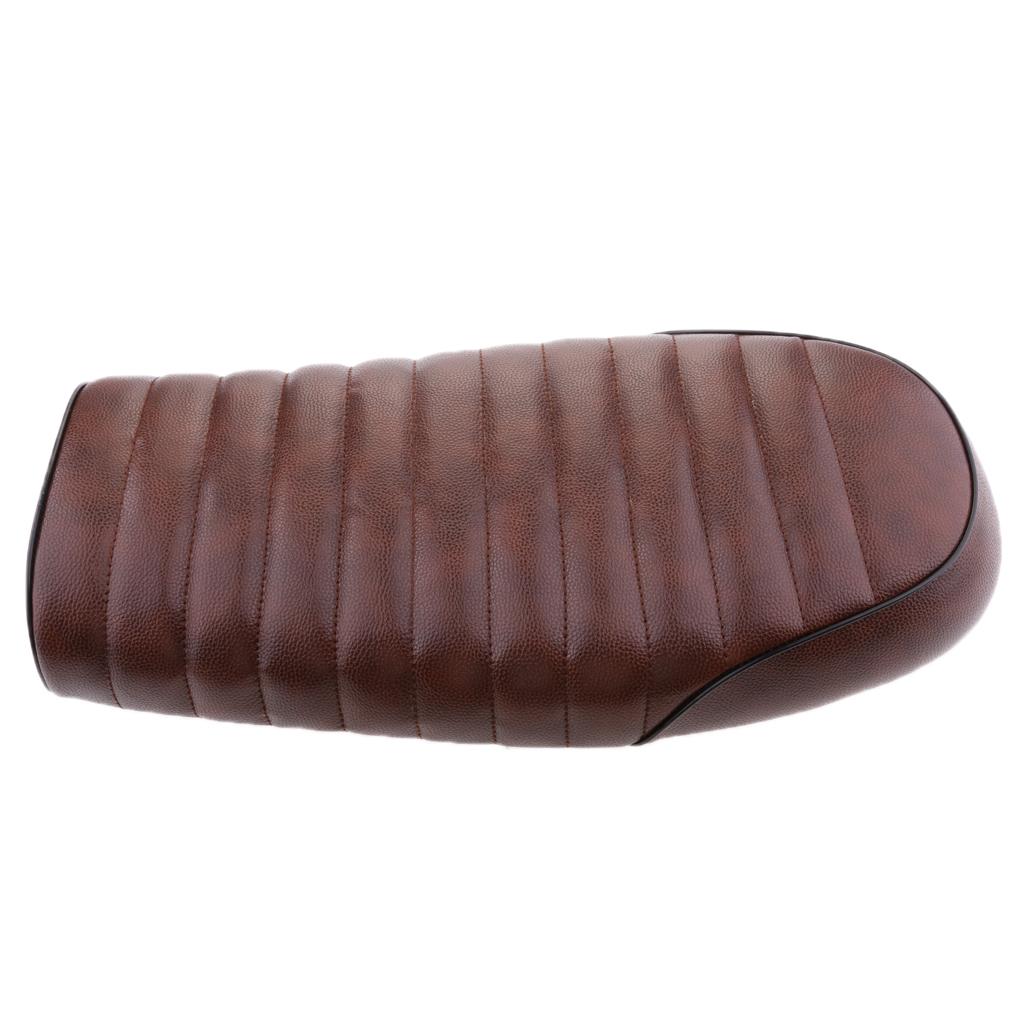 Brown Vintage Flat Brat Seat Cafe Racer Saddle Motorcycle Retro For Honda