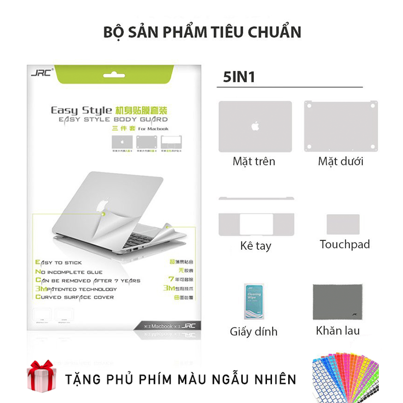 Bộ Dán Full Macbook 5in1 Cao Cấp - Màu Grey - Bảo vệ chống trầy xước -  Hàng Nhập Khẩu chính Hãng JRC